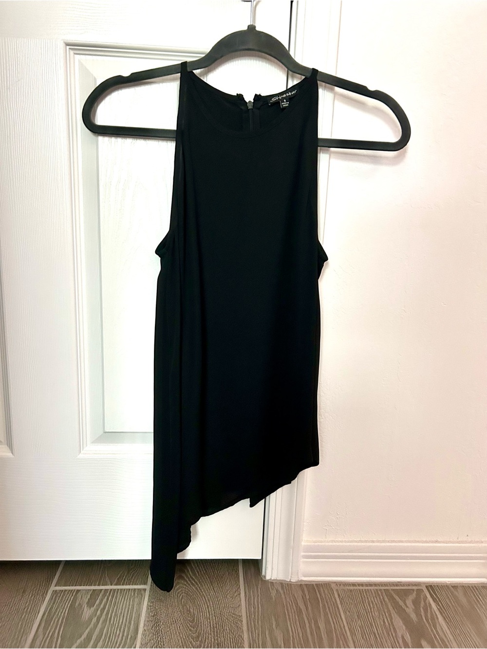 Shinestar Black Asymmetrical Sleeveless Top